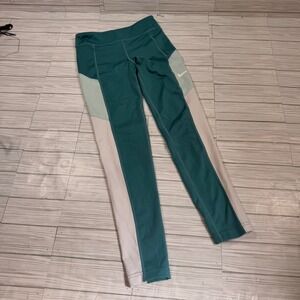 Nike Dri-FIT Womens Teal Green Colorblock Athletic Leggings Tights Size Large